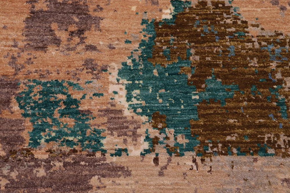 handmade Modern Modern Blue Beige Hand Knotted RECTANGLE WOOL&SILK area rug 8X10