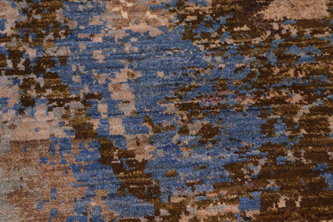 handmade Modern Modern Blue Beige Hand Knotted RECTANGLE WOOL&SILK area rug 8' x 10'