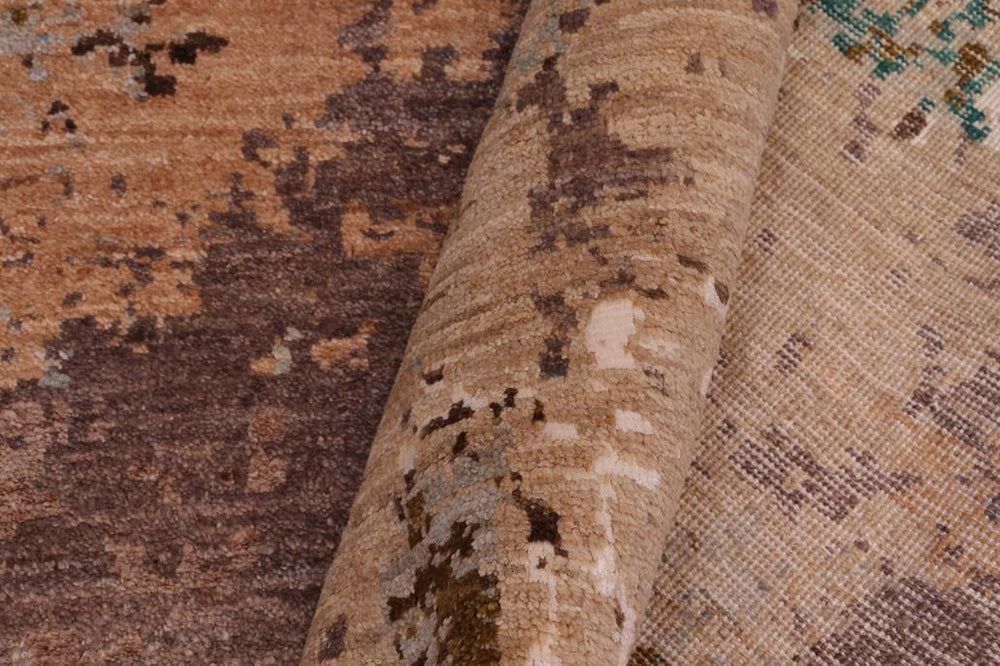 handmade Modern Modern Blue Beige Hand Knotted RECTANGLE WOOL&SILK area rug 8X10