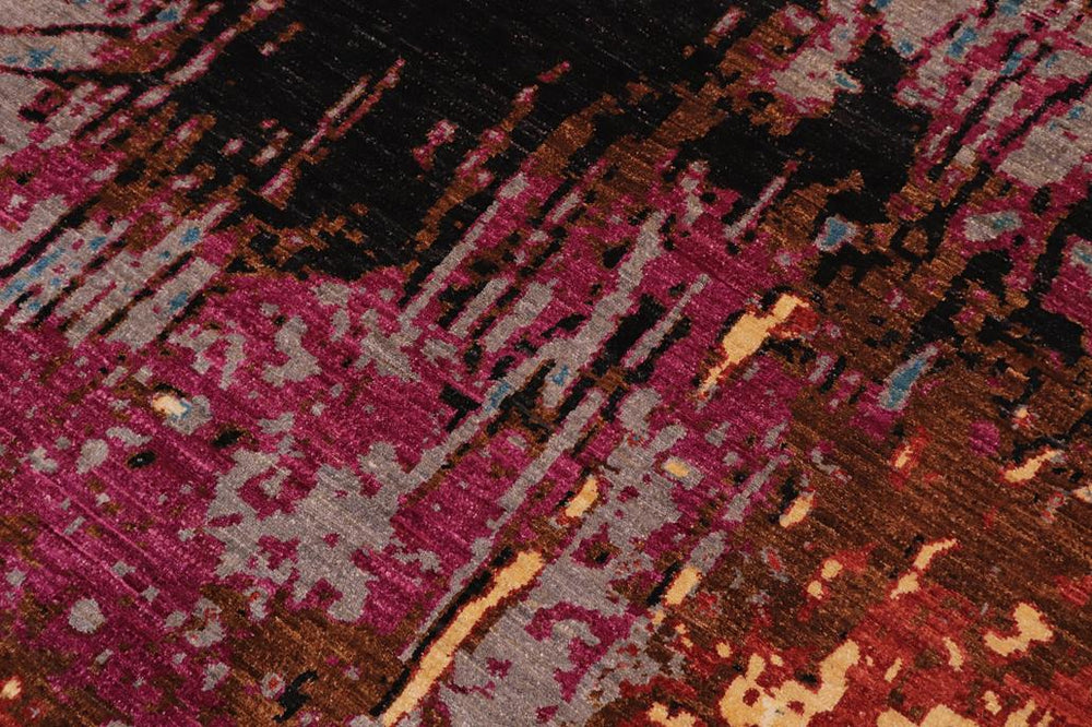 handmade Modern Modern Black Gray Hand Knotted RECTANGLE WOOL&SILK area rug 8X10