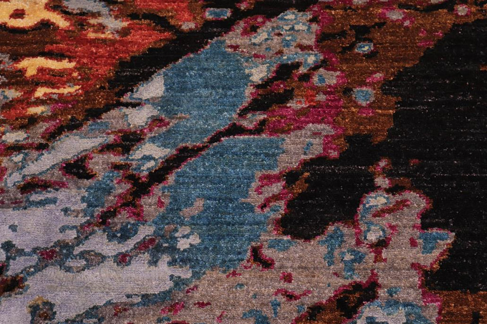 handmade Modern Modern Black Gray Hand Knotted RECTANGLE WOOL&SILK area rug 8X10