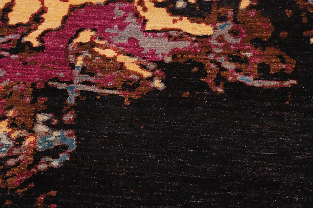 handmade Modern Modern Black Gray Hand Knotted RECTANGLE WOOL&SILK area rug 8X10