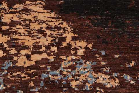 handmade Modern Modern Brown Blue Hand Knotted RECTANGLE WOOL&SILK area rug 8' x 10'