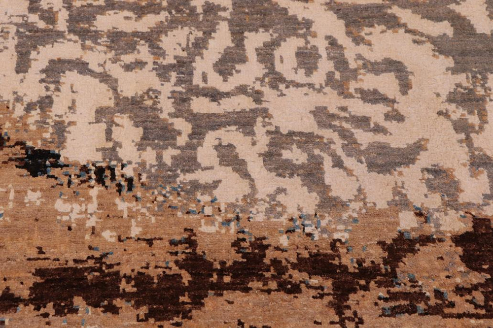 handmade Modern Modern Brown Blue Hand Knotted RECTANGLE WOOL&SILK area rug 8X10