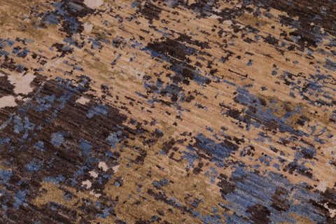 handmade Modern Modern Blue Tan Hand Knotted RECTANGLE WOOL&SILK area rug 8' x 10'