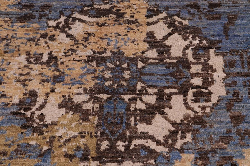 handmade Modern Modern Blue Tan Hand Knotted RECTANGLE WOOL&SILK area rug 8 x 10
