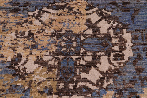 handmade Modern Modern Blue Tan Hand Knotted RECTANGLE WOOL&SILK area rug 8' x 10'