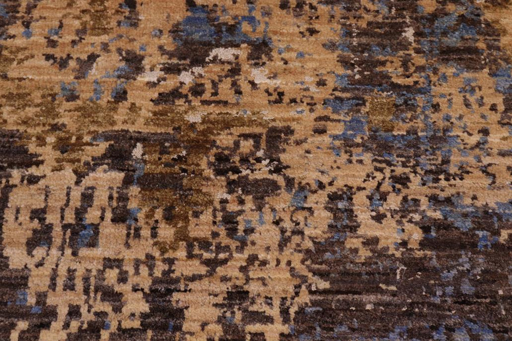 handmade Modern Modern Blue Tan Hand Knotted RECTANGLE WOOL&SILK area rug 8 x 10