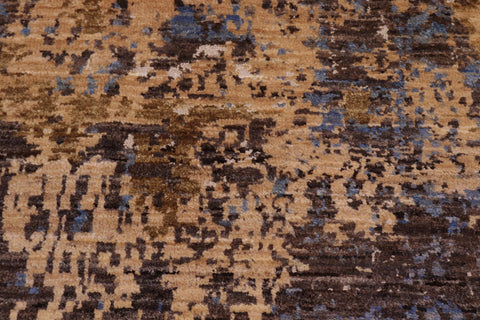 handmade Modern Modern Blue Tan Hand Knotted RECTANGLE WOOL&SILK area rug 8' x 10'