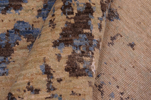 handmade Modern Modern Blue Tan Hand Knotted RECTANGLE WOOL&SILK area rug 8' x 10'
