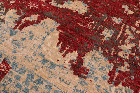 handmade Modern Modern Red Blue Hand Knotted RECTANGLE WOOL&SILK area rug 8' x 10'
