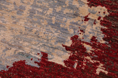 handmade Modern Modern Red Blue Hand Knotted RECTANGLE WOOL&SILK area rug 8' x 10'