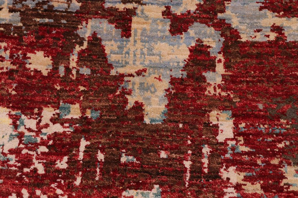 handmade Modern Modern Red Blue Hand Knotted RECTANGLE WOOL&SILK area rug 8X10