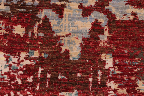 handmade Modern Modern Red Blue Hand Knotted RECTANGLE WOOL&SILK area rug 8' x 10'
