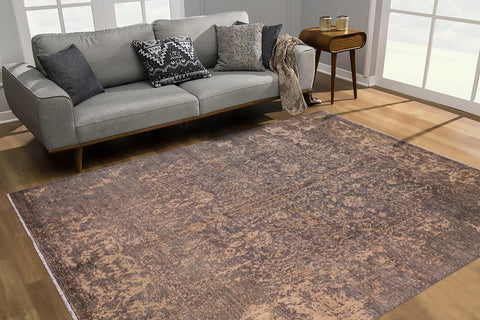 handmade Modern Modern Green Beige Hand Knotted RECTANGLE WOOL&SILK area rug 8' x 10'