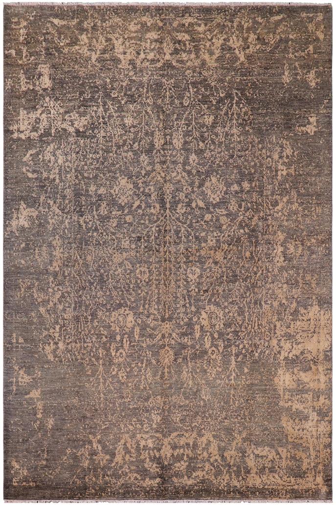 handmade Modern Modern Green Beige Hand Knotted RECTANGLE WOOL&SILK area rug 8X10