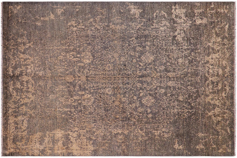 handmade Modern Modern Green Beige Hand Knotted RECTANGLE WOOL&SILK area rug 8' x 10'