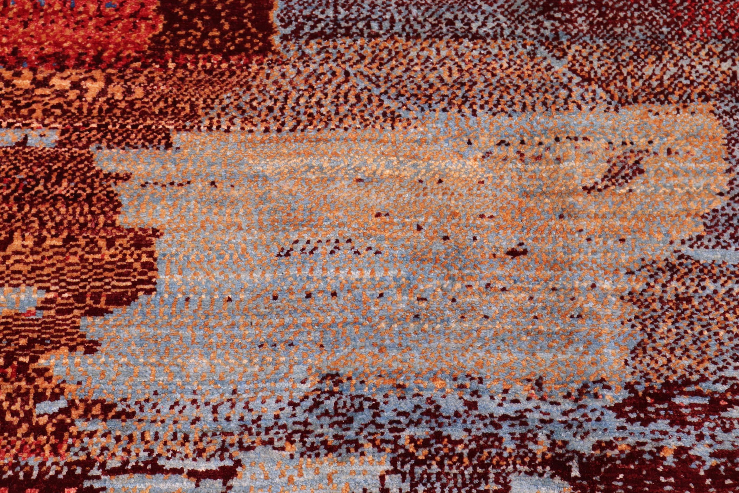 handmade Modern Modern Blue Red Hand Knotted RECTANGLE 100% WOOL area rug 8' x 10'