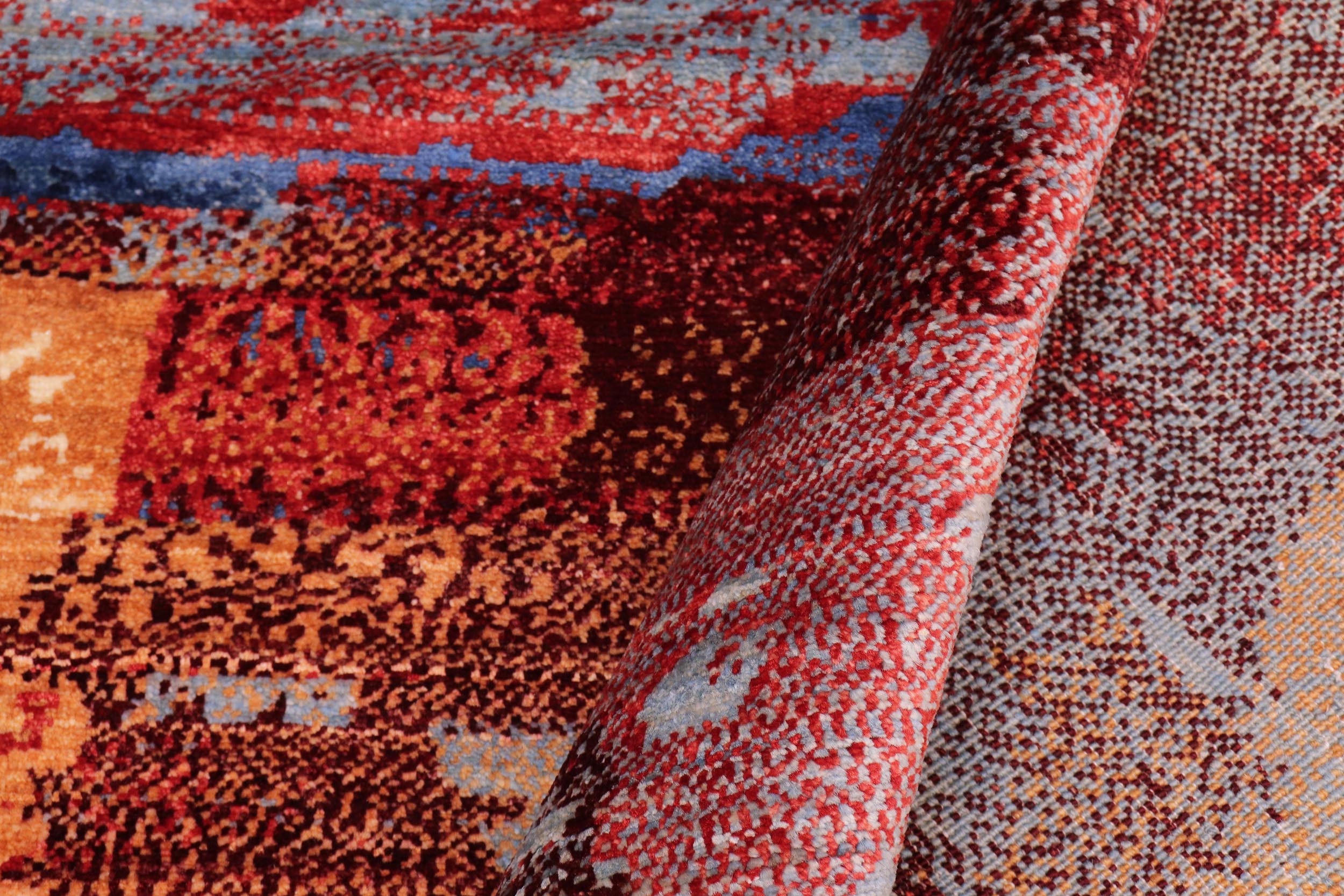 handmade Modern Modern Blue Red Hand Knotted RECTANGLE 100% WOOL area rug 8' x 10'