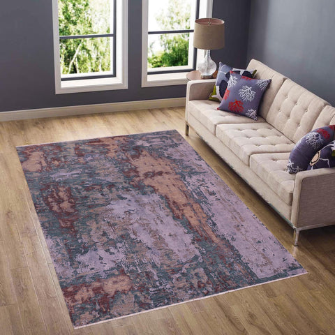 handmade Modern Modern Blue Brown Hand Knotted RECTANGLE WOOL&SILK area rug 8' x 10'