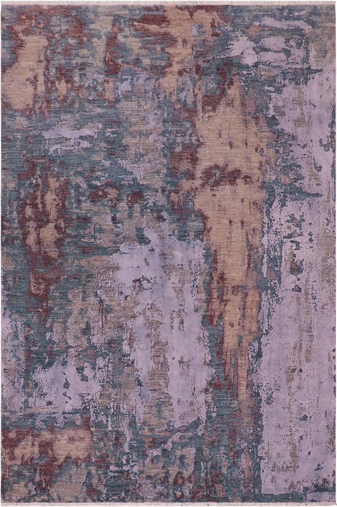 handmade Modern Modern Blue Brown Hand Knotted RECTANGLE WOOL&SILK area rug 8X10