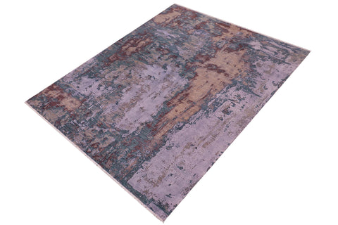 handmade Modern Modern Blue Brown Hand Knotted RECTANGLE WOOL&SILK area rug 8' x 10'
