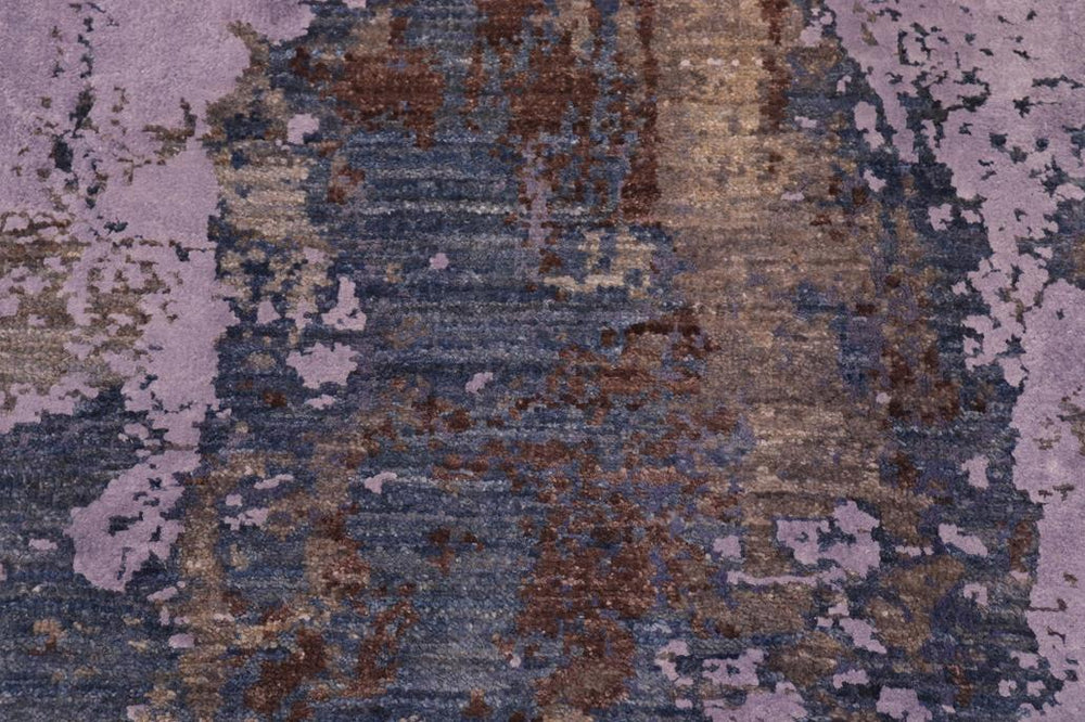 handmade Modern Modern Blue Brown Hand Knotted RECTANGLE WOOL&SILK area rug 8X10