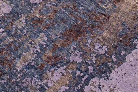 handmade Modern Modern Blue Brown Hand Knotted RECTANGLE WOOL&SILK area rug 8' x 10'