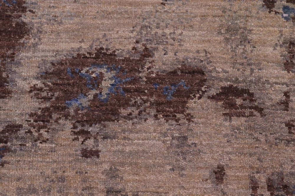 handmade Modern Modern Blue Brown Hand Knotted RECTANGLE WOOL&SILK area rug 8X10