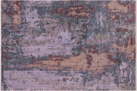 handmade Modern Modern Blue Brown Hand Knotted RECTANGLE WOOL&SILK area rug 8' x 10'