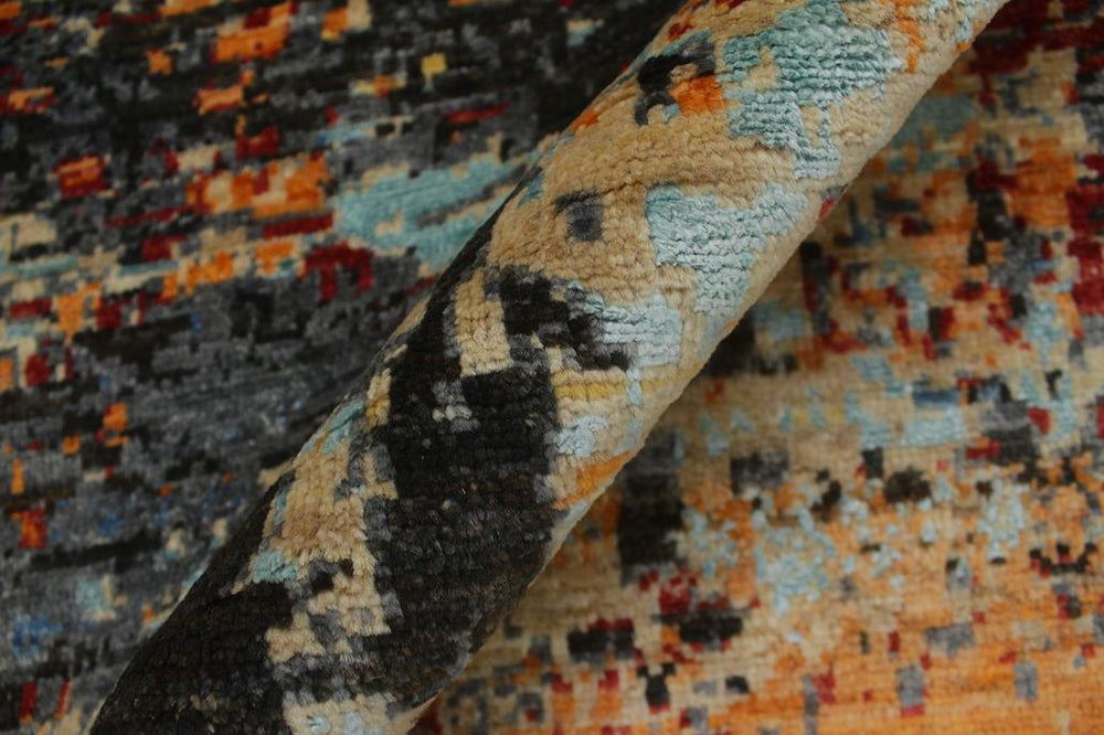 handmade Modern Modern Black Red Hand Knotted RECTANGLE WOOL&SILK area rug 4X6