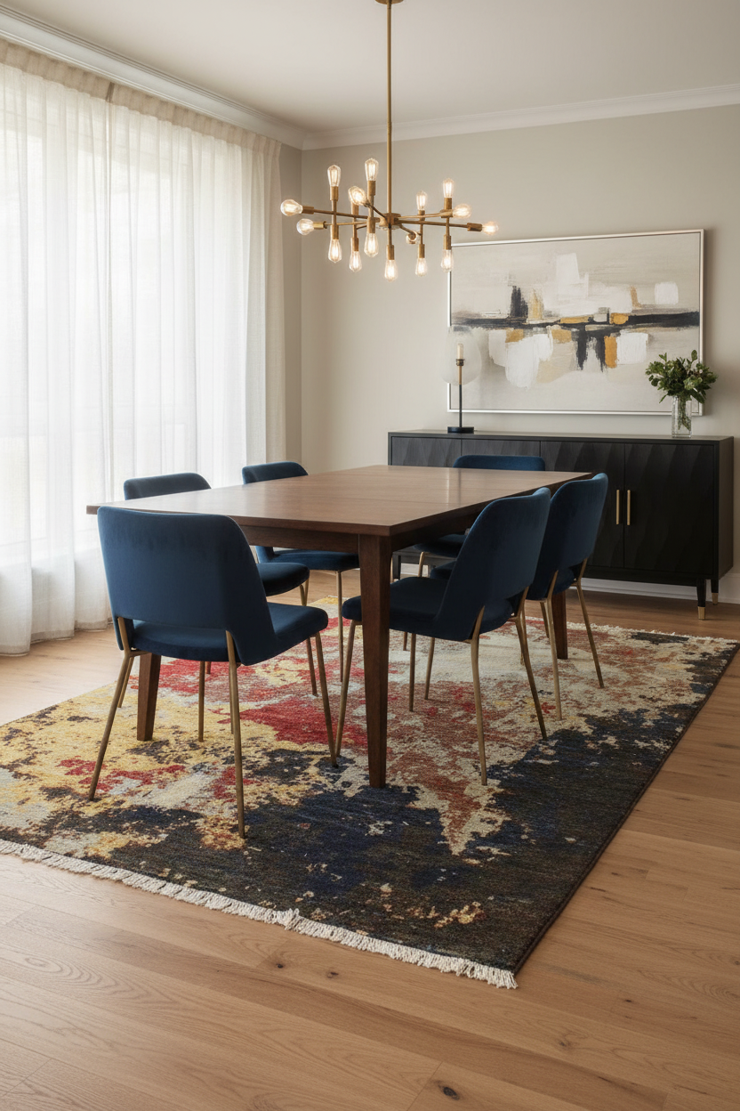 Chic Ziegler Nguyen Black/Blue Wool&Silk Rug - 3'11''X5'9''