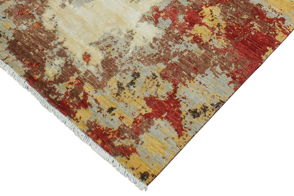 handmade Modern Modern Black Blue Hand Knotted RECTANGLE WOOL&SILK area rug 4X6