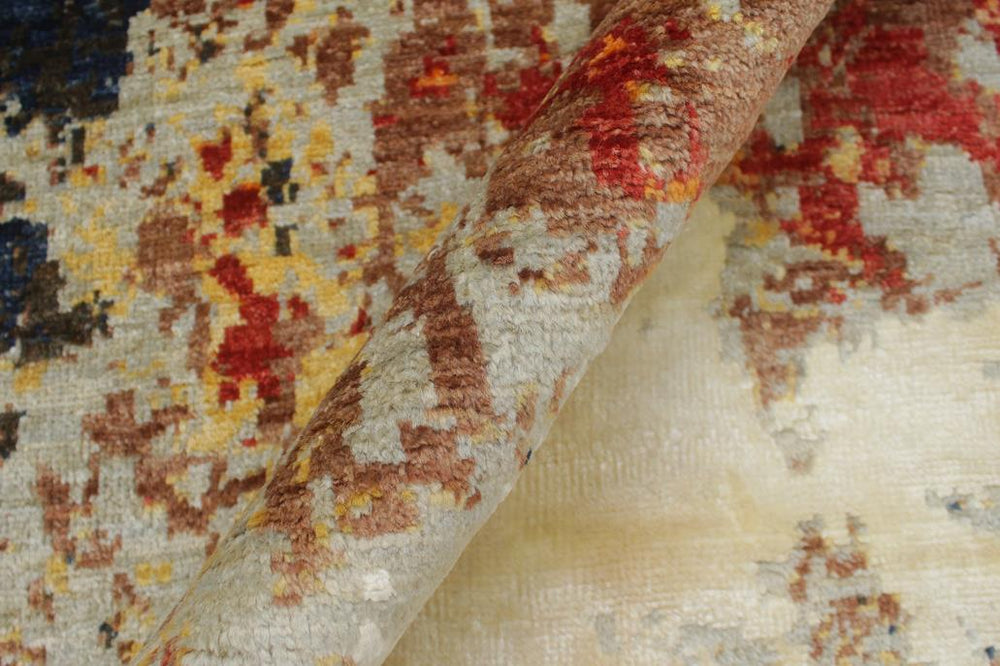 handmade Modern Modern Black Blue Hand Knotted RECTANGLE WOOL&SILK area rug 4X6