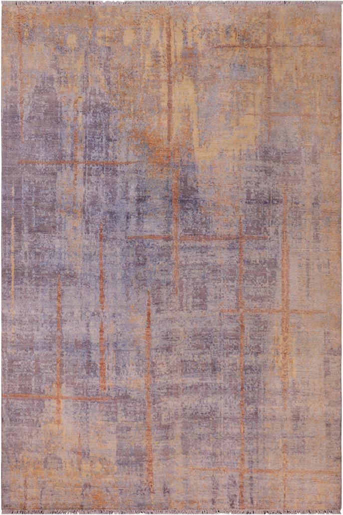 handmade Modern Kafkaz Blue Gray Hand Knotted RECTANGLE BAMBOO SILK area rug 8X10