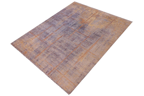 handmade Modern Kafkaz Blue Gray Hand Knotted RECTANGLE BAMBOO SILK area rug 8' x 10'