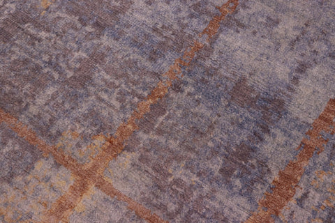 handmade Modern Kafkaz Blue Gray Hand Knotted RECTANGLE BAMBOO SILK area rug 8' x 10'