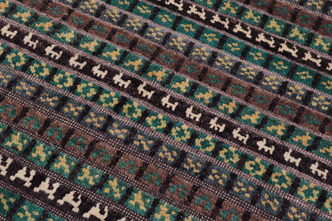 handmade Geometric Berjusta Blue Beige Hand Knotted RECTANGLE 100% WOOL area rug 9' x 12'