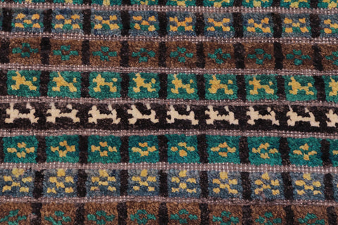 handmade Geometric Berjusta Blue Beige Hand Knotted RECTANGLE 100% WOOL area rug 9' x 12'