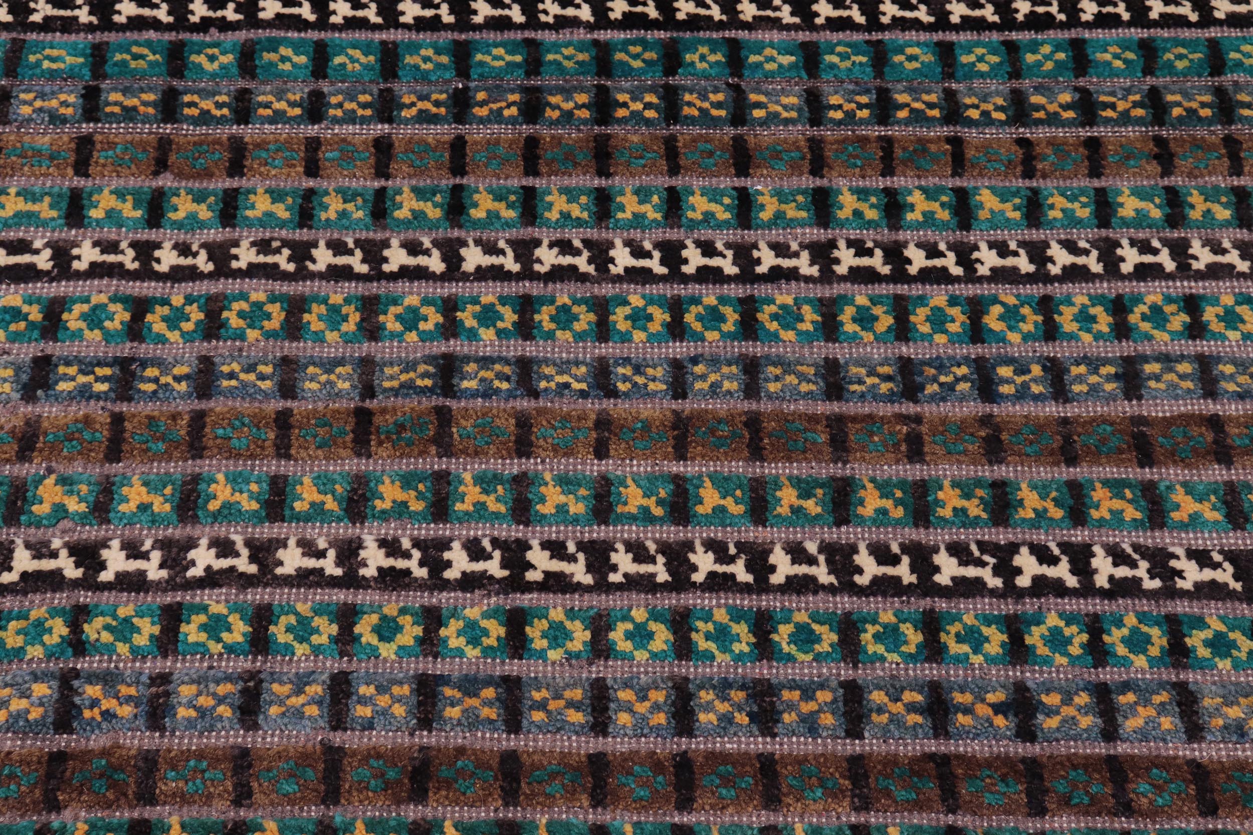 handmade Geometric Berjusta Blue Beige Hand Knotted RECTANGLE 100% WOOL area rug 9' x 12'