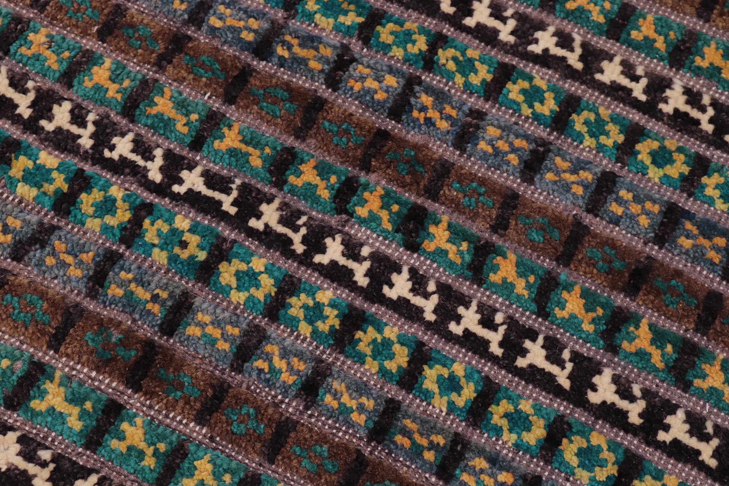 handmade Geometric Berjusta Blue Beige Hand Knotted RECTANGLE 100% WOOL area rug 9' x 12'