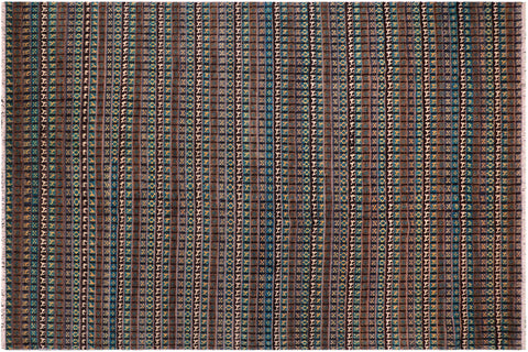handmade Geometric Berjusta Blue Beige Hand Knotted RECTANGLE 100% WOOL area rug 9' x 12'