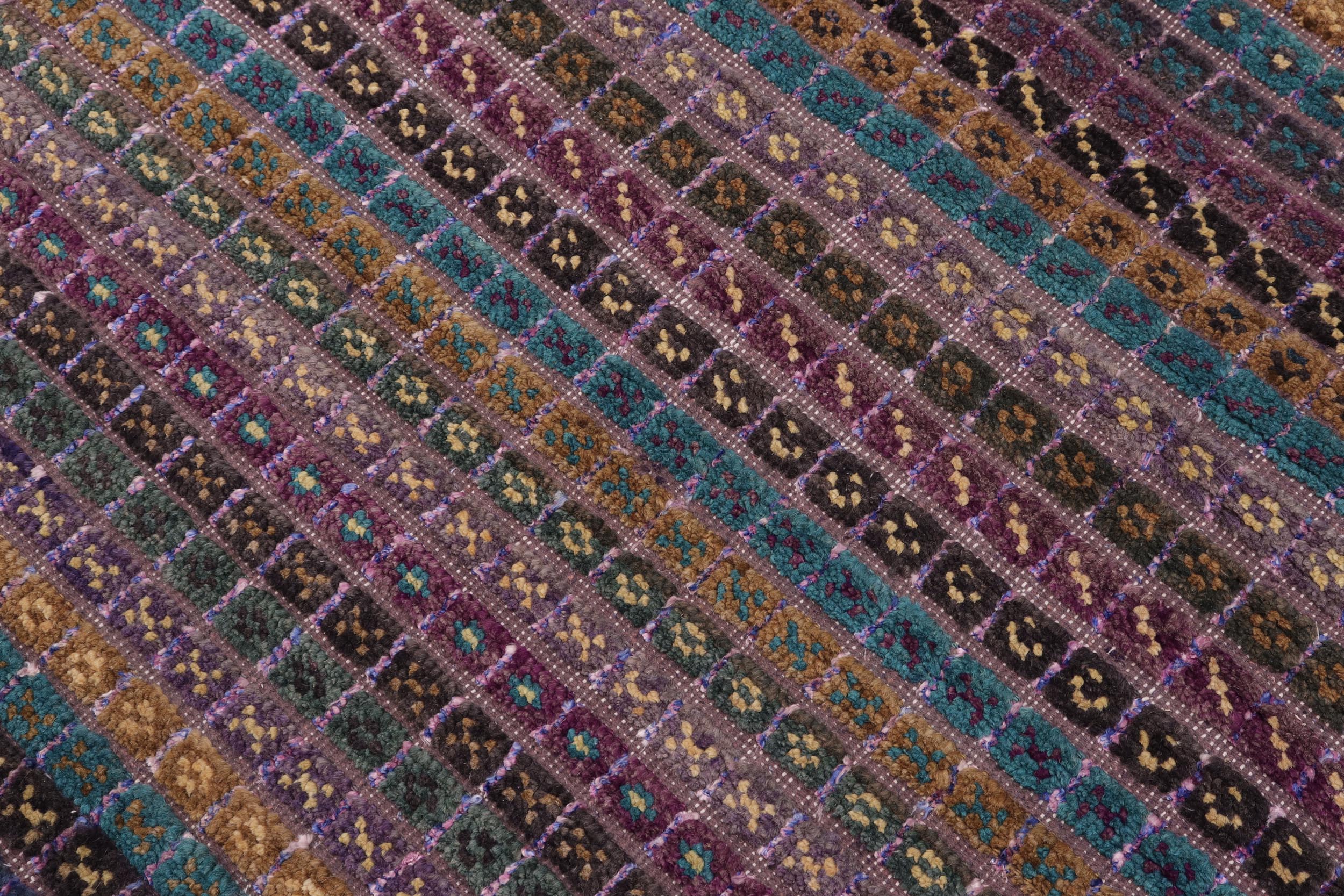 handmade Geometric Berjusta Purple Blue Hand Knotted RECTANGLE WOOL&SILK area rug 9' x 12'
