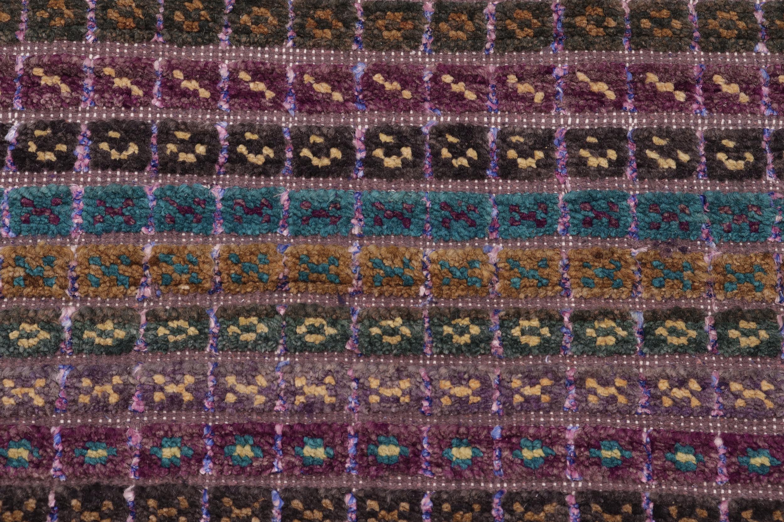 handmade Geometric Berjusta Purple Blue Hand Knotted RECTANGLE WOOL&SILK area rug 9' x 12'