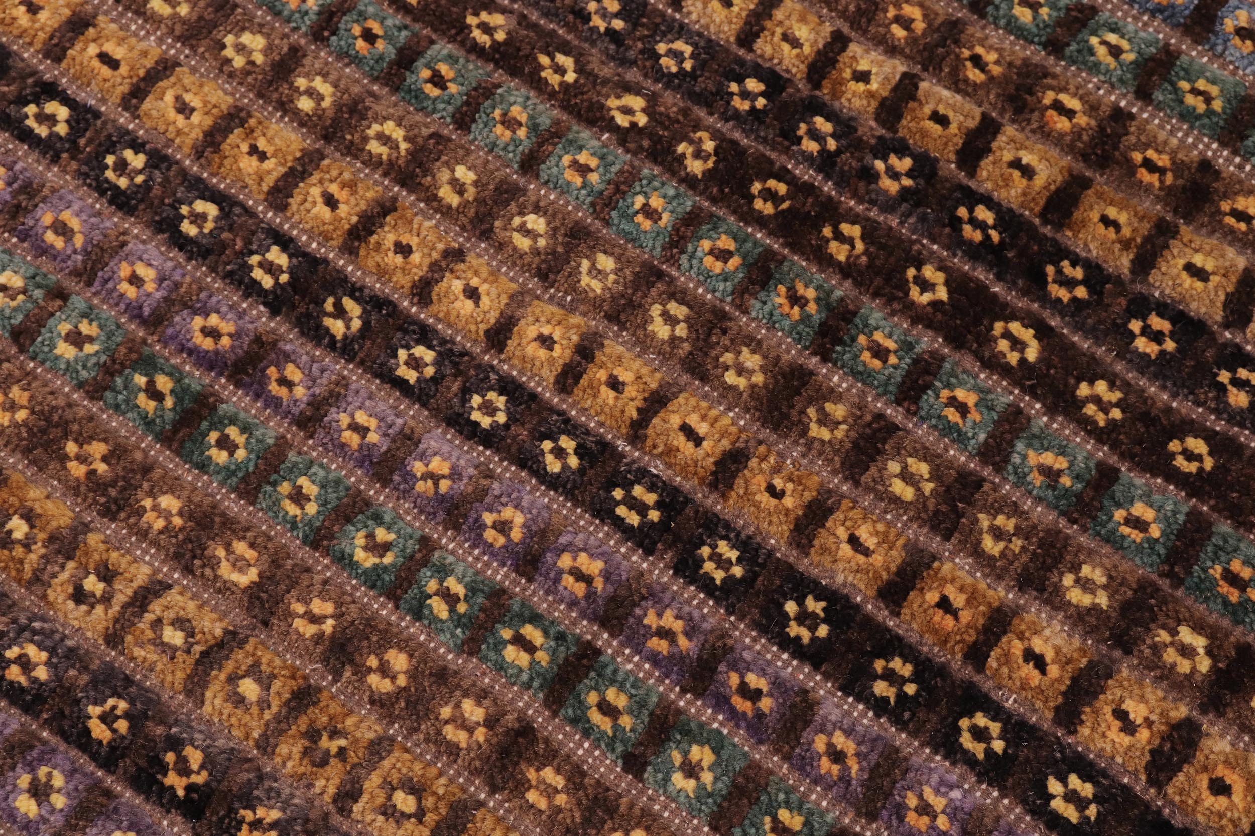 handmade Geometric Berjusta Brown Blue Hand Knotted RECTANGLE 100% WOOL area rug 9' x 12'