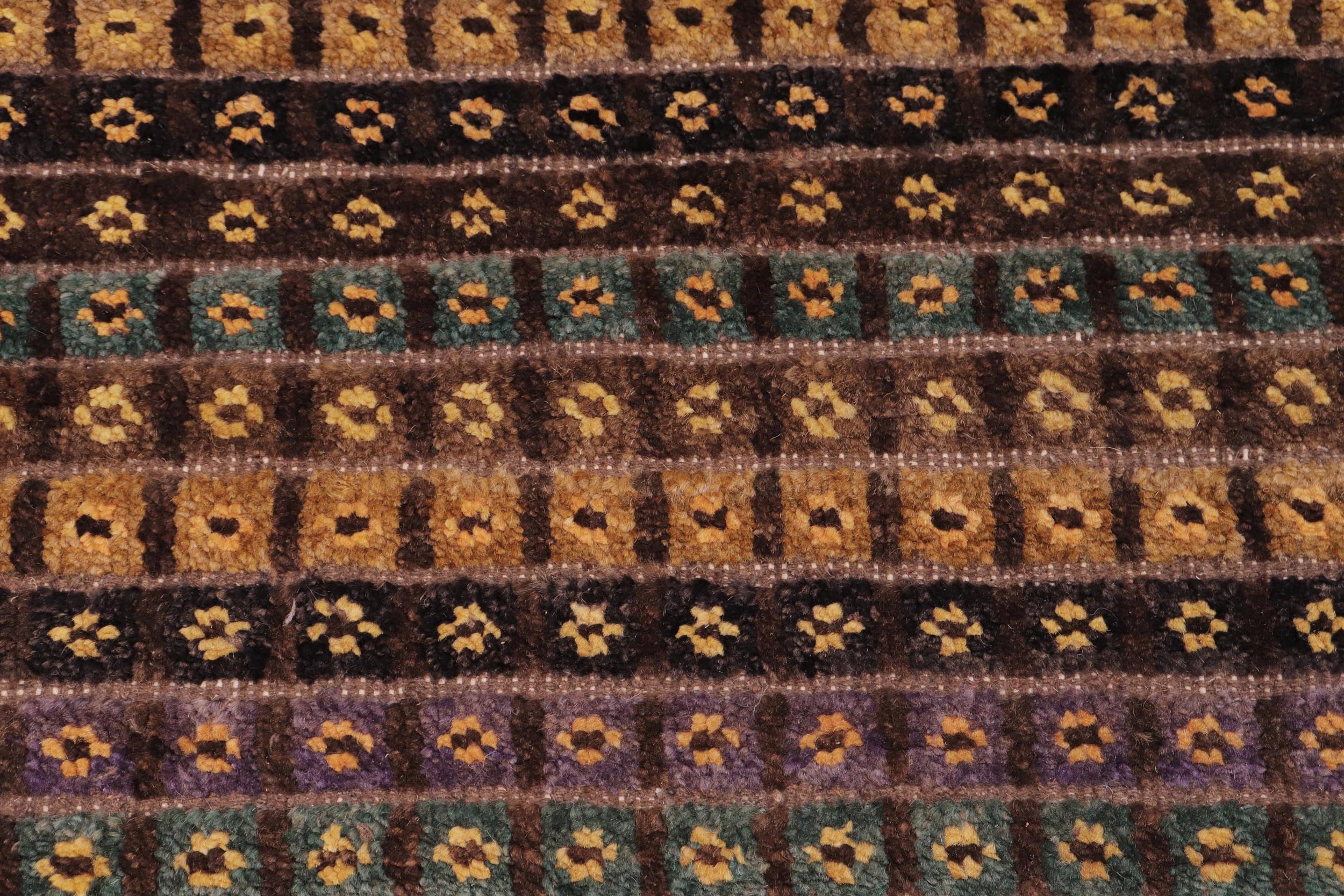 handmade Geometric Berjusta Brown Blue Hand Knotted RECTANGLE 100% WOOL area rug 9' x 12'