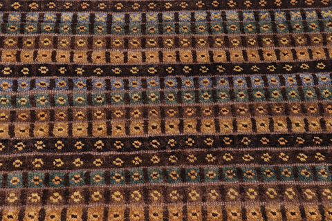 handmade Geometric Berjusta Brown Blue Hand Knotted RECTANGLE 100% WOOL area rug 9' x 12'