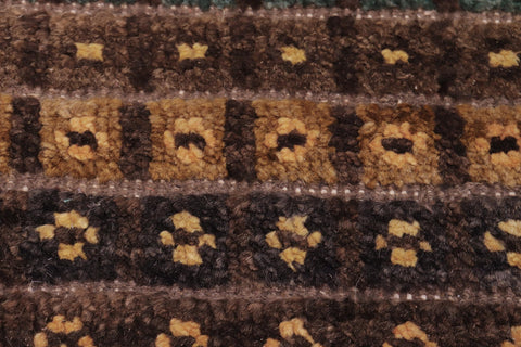 handmade Geometric Berjusta Brown Blue Hand Knotted RECTANGLE 100% WOOL area rug 9' x 12'