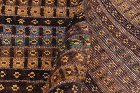 handmade Geometric Berjusta Brown Blue Hand Knotted RECTANGLE 100% WOOL area rug 9' x 12'