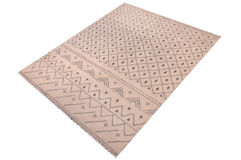 handmade Geometric Berjusta Beige Gray Hand Knotted RECTANGLE 100% WOOL area rug 8' x 10'